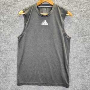 Adidas Shirt Mens Small Gray Sleeveless Climalite Athletic Training Tank Top